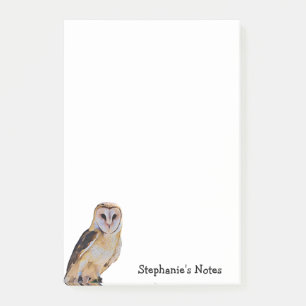 野牛舎フクロウ鳥の絵名白パーソナライズされた ポストイット