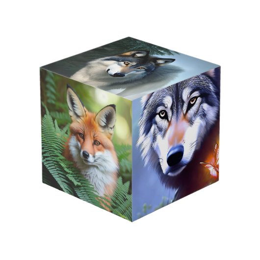 野犬とキツネ フォトキューブ (正面アングル)