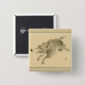 野猪 (日本の芸術) (by鴨居玲) 缶バッジ (正面&裏面)