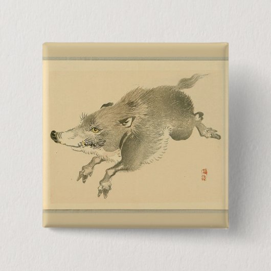 野猪 (日本の芸術) (by鴨居玲) 缶バッジ (正面)