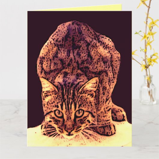 野猫の子猫 カード (黄色い花)