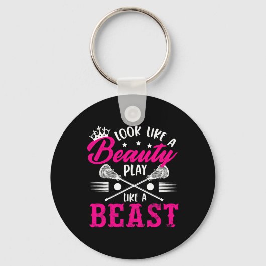 野獣の美しい遊のように見える、ラクロスが緩い キーホルダー (正面)