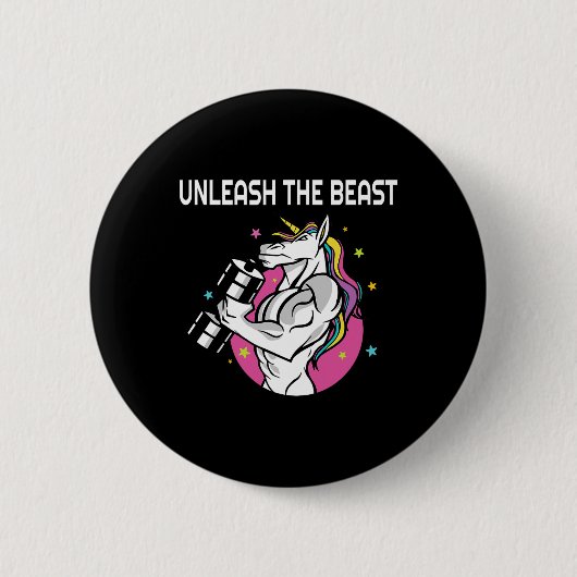 野獣を放つ – Unicorn Gym Rat魔法スパークル 缶バッジ (正面)