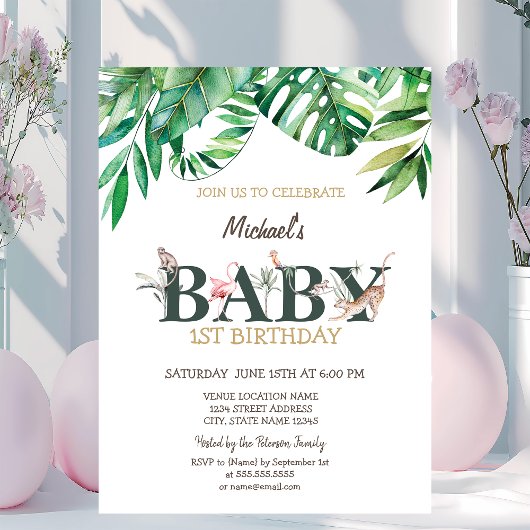 野獣グリーネリー葉ズ1歳の誕生日 招待状