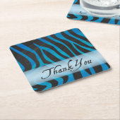 野獣ゼブラパターンありがとうありがとう スクエアペーパーコースター (アングル)