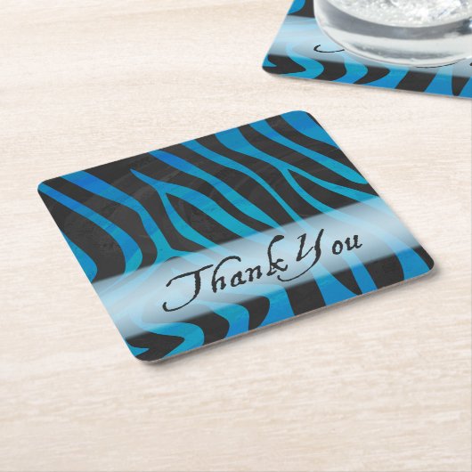 野獣ゼブラパターンありがとうありがとう スクエアペーパーコースター (アングル)