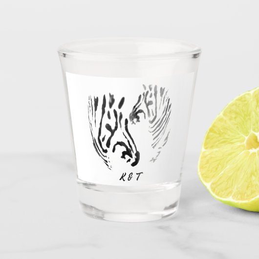野獣ゼブラパーソナライズされた ショットグラス (正面)