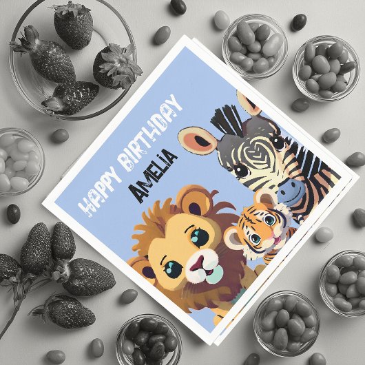 野獣パーソナライズされた誕生日パーティー スタンダードカクテルナプキン