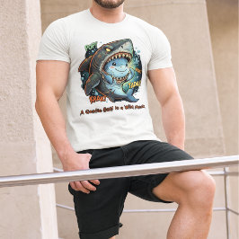 野獣マスクの優しい心 キュートなサメ Tシャツ