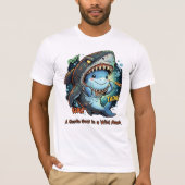 野獣マスクの優しい心 キュートなサメ Tシャツ (正面)