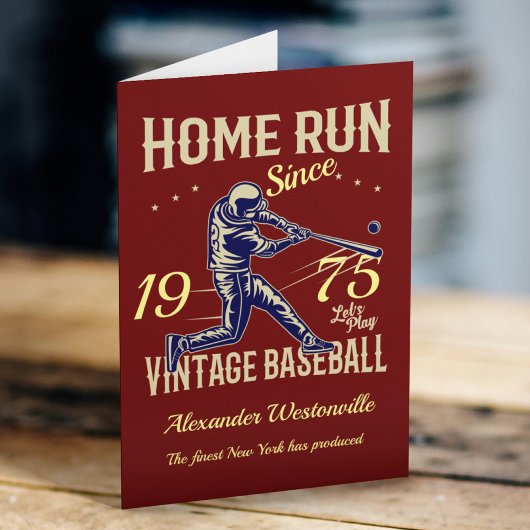 野球あなたの名前を追加する年ダークレッドおもしろい誕生日 カード