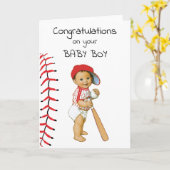 野球おめでとうご男の赤ちゃん カード (黄色い花)