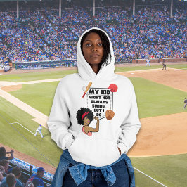 野球おもしろいのママ私の子供はいつもスイングしないかもしれない パーカ