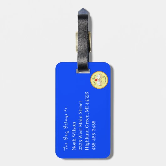 野球おもしろいスポーツのキッズアニメ動物 ラゲッジタグ (裏面縦)