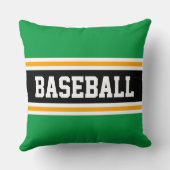 野球おもしろいブライトグリーンブラックアスレチックストライプ クッション (裏面)