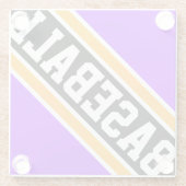 野球おもしろいブライトパープルブラックレーシングストライプズ ガラスコースター (裏面)