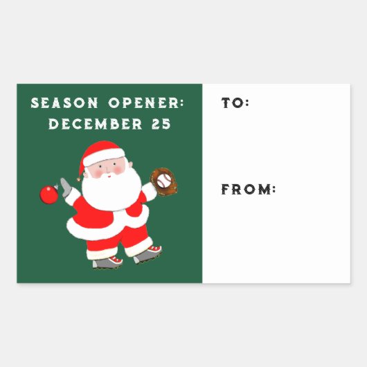 野球おもしろいホリデーギフトラベル 長方形シール (正面)