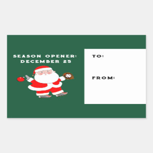 野球おもしろいホリデーギフトラベル 長方形シール