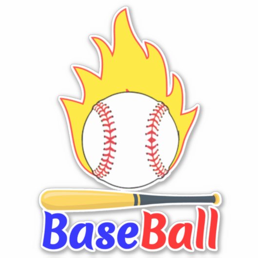 野球おもしろいボール&こうもりファン シール (正面)