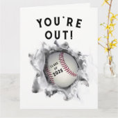 野球おもしろい卒業 カード (黄色い花)