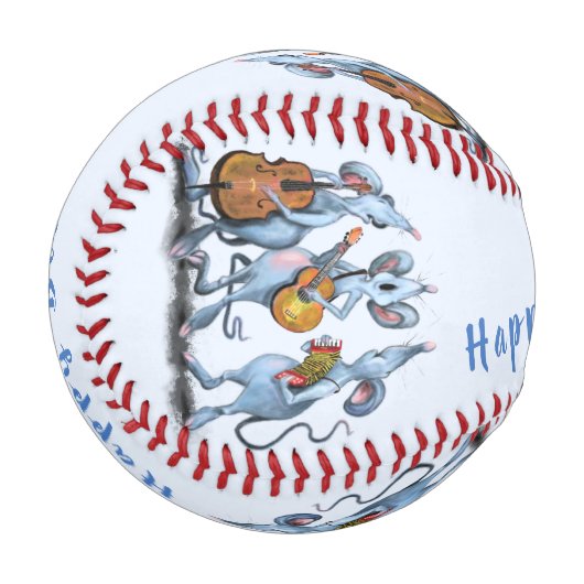 野球おもしろい誕生日ギフトとマウス音楽バンド 野球ボール (正面左)