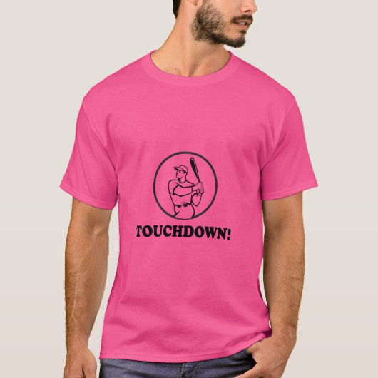 野球おもしろい選手とのタッチダウン Tシャツ (正面)