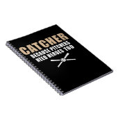 野球おもしろい選手キッズソフトボール捕手 ノートブック (右側)