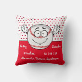 野球おもしろい顔誕生統計レッドホワイト クッション (裏面)