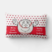 野球おもしろい顔誕生統計レッドホワイト ランバークッション (裏面)