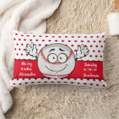 野球おもしろい顔誕生統計レッドホワイト ランバークッション (ブランケット)