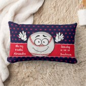 野球おもしろい顔誕生統計赤白青 ランバークッション (ブランケット)