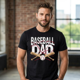 野球おやじのディストressedクロスバットスポーツファーザー tシャツ