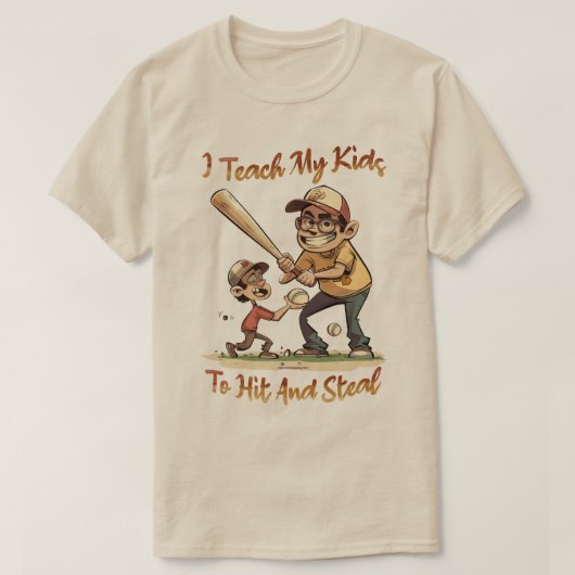 野球おやじの面白Tシャツ - ヒットも盗塁も Tシャツ (デザイン正面)