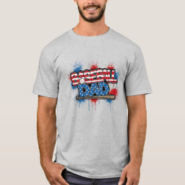 野球おやじTシャツ アメリカ国旗 スプラッタープリント Tシャツ