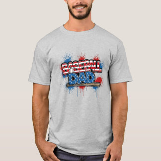 野球おやじTシャツ アメリカ国旗 スプラッタープリント Tシャツ