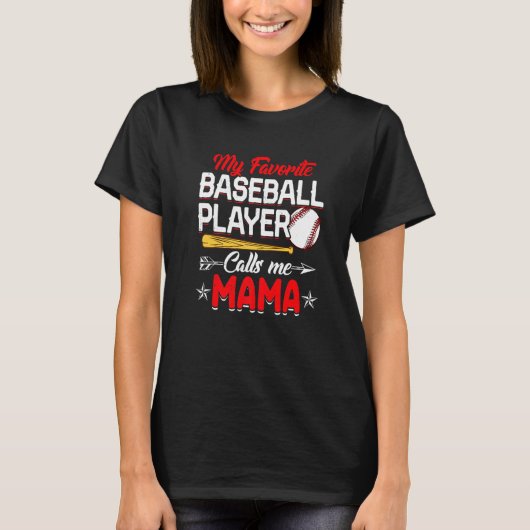 野球お気に入りの選手がママを呼ぶ Tシャツ (正面)