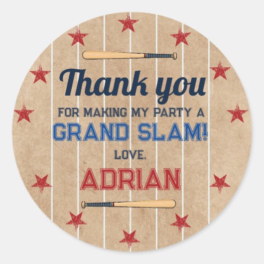 野球お気に入感謝していり誕生日 ラウンドシール (正面)