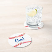 野球かわいいスポーツキッズバースデーパーティー ラウンドペーパーコースター (インサイチュ)