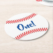 野球かわいいスポーツキッズバースデーパーティー ラウンドペーパーコースター (アングル)