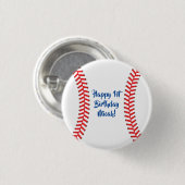 野球かわいいスポーツキッズバースデーパーティー 缶バッジ (正面&裏面)