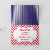 野球かわいいブルネット男の子バースデーパーティー サンキューカード (内部)