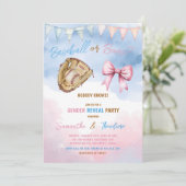 野球かリボン かわいい性別お披露目パーティー 招待状 (スタンド正面)