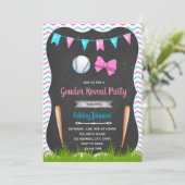 野球かリボン 性別発表招待状 招待状 (スタンド正面)