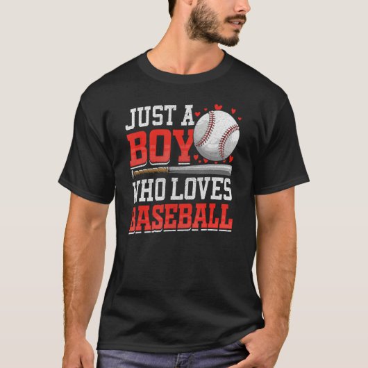 野球が大好きな男の子だけのアメリカのスポーツ Tシャツ (正面)