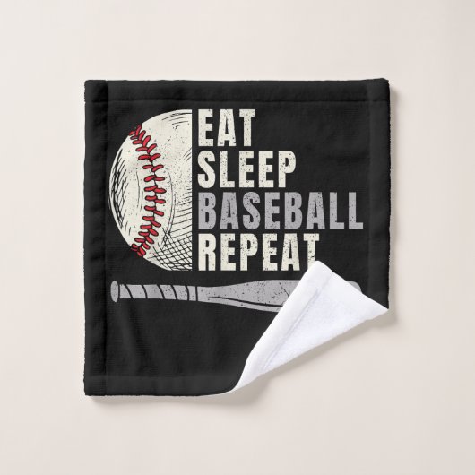 野球が好きすぎる人へ Eat Sleep Baseball Repeat ウォッシュタオル (ウォッシュタオル)