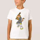 野球こうもりで野球プレーヤーのタイガー Tシャツ (正面)