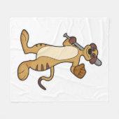 野球こうもりで野球選手のメルカット フリースブランケット (正面(横))