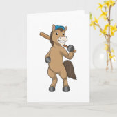 野球こうもりで馬 カード (黄色い花)