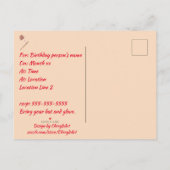 野球こうもりグローブバースデーパーティー招待状はがき インビテーションポストカード (裏面)