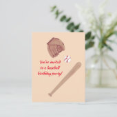 野球こうもりグローブバースデーパーティー招待状はがき インビテーションポストカード (スタンド正面)